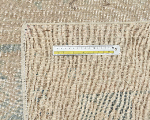 11 Ft Vintage Brown Persian Style Hand Knotted Distressed Low Pile Wool Runner Rug